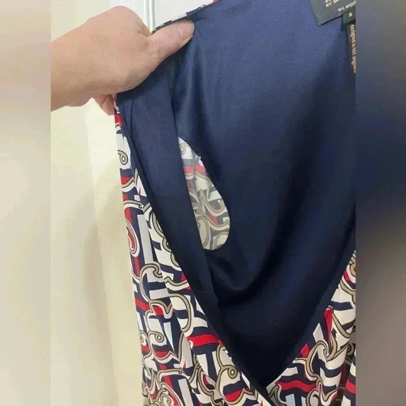 Laundry Shelli Segal Patterned 3/4 Sleeve Faux Wrap Dress Size S - Picture 14 of 14